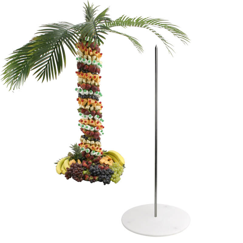 1BACFPT42 Pineapple Tree is for catering bits size food at your buffet for weddings and parties. Stands 42" tall with stainless steel rod attached to 1" cutting board base with palm fronds included.