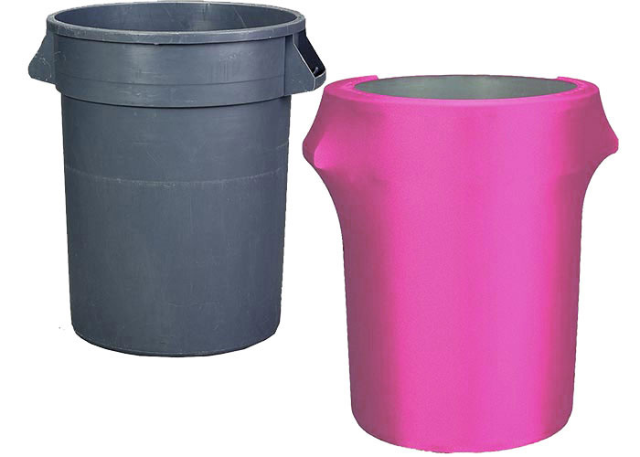 1BCTSP Spandex trash can cover its round trash cans 33 to 55 gallon. Available in all colors, and fits Rubbermaid Brute containers and slim jims