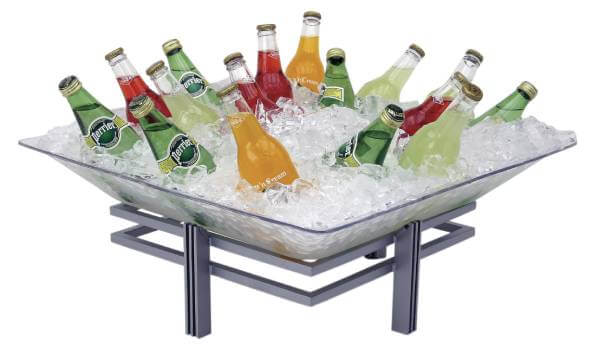 1BLRE22SET-iron-ice-display-22” a rectangular iron ice display with a clear acrylic tray on top.