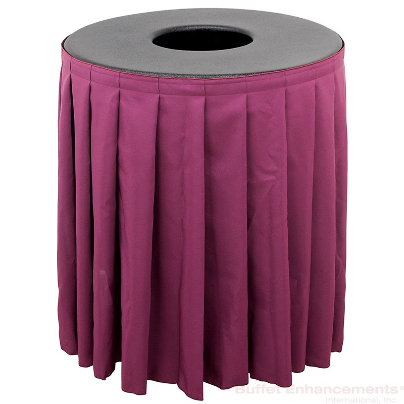 1BCTV55SET-trashcan-topper&skirt-value.  Picture shows a Rubbermaid Brute trashcan with a plastic top and decorative skirt.