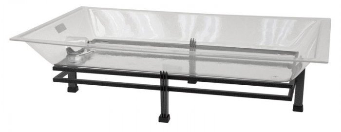 1BLRE35SET-iron-ice-display-35” a rectangular iron ice display with a clear acrylic tray on top.